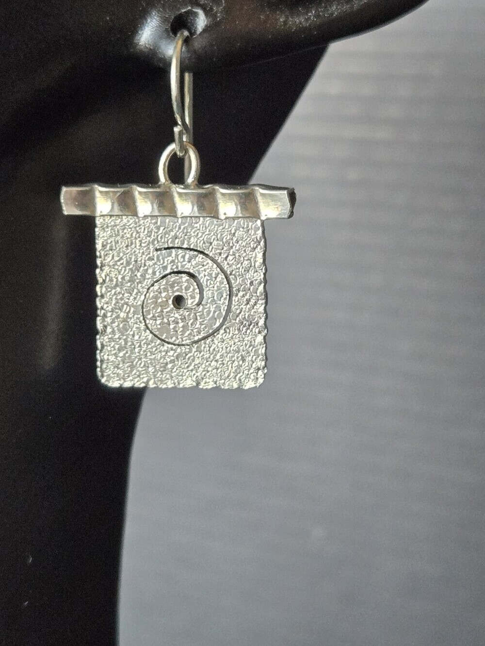 Textured 925 Sterling Spiral Drop Earrings for Women